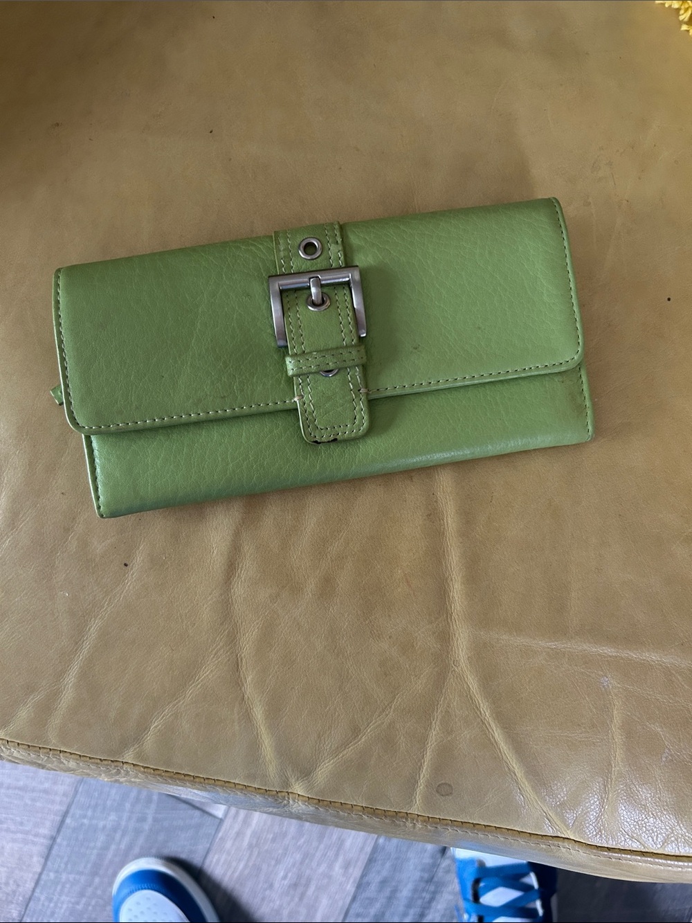 TalbotsGreen Leather Buckle Wallet - Women Bags